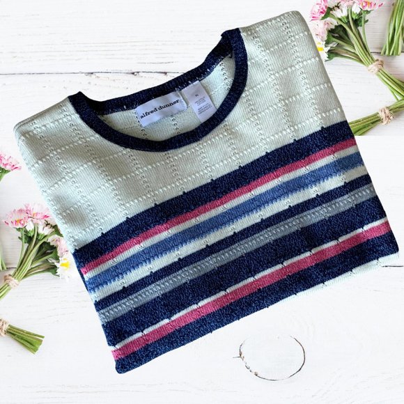 Vtg 90s y2k pastel striped grandma sweater - Picture 2 of 10